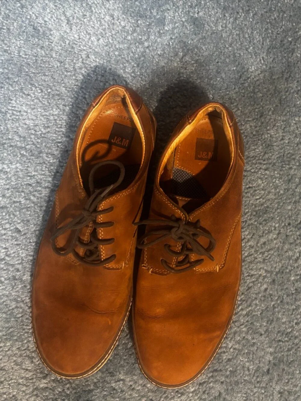 Johnston & Murphy Men's Brown Leather Derby Shoes Size 10 Lace Up Plain Toe